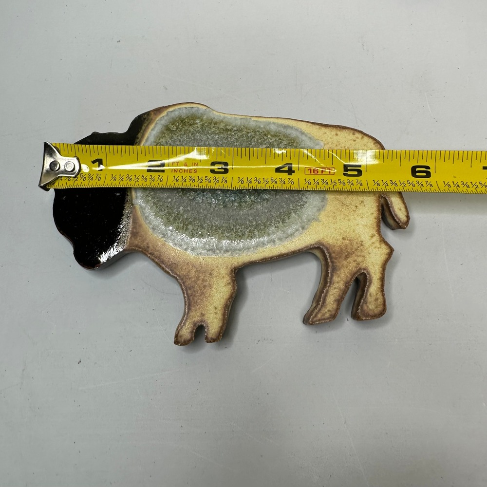 Dock 6 Pottery Bison Coasters Set of 4 Ceramic Glass Geode Buffalo Southwest - Picture 3 of 5